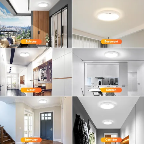 Miniatura 7 de Brightever Lámpara de Techo con Sensor de Movimiento de 7 Pulgadas Cableada, 15W 1500LM Lámpara de Techo Empotrada, Ultra Delgada 0.67 Pulgadas