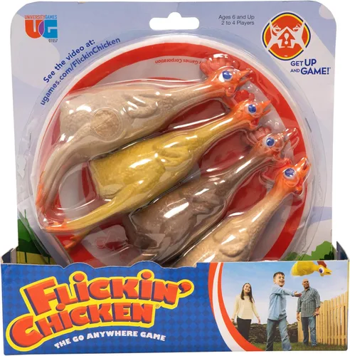 Miniatura 2 de University Games, Flickin Chicken - Juego de lanzamiento de objetivos para interiores y exteriores, juego The Go Anywhere para 2 o más jugadores a