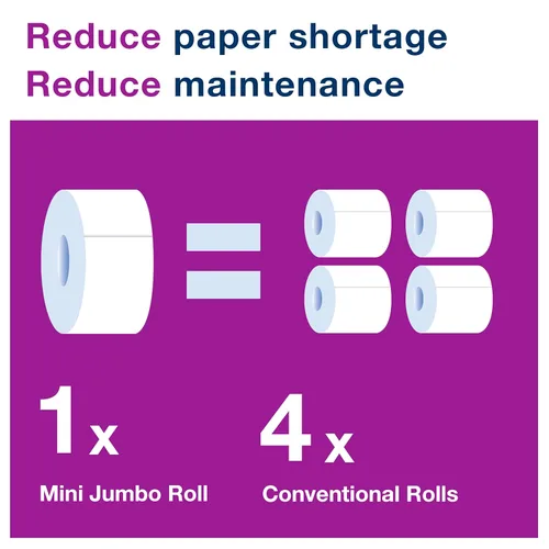 Miniatura 5 de Tork Mini Jumbo rollo de papel tisú para baño - Toallas de papel higiénico con calidad suave avanzada, compatible con dispensador T2 Tork, 12 rollos