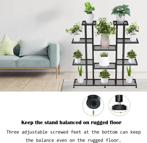 Miniatura 3 de Twhep Soporte de metal resistente para plantas, gran soporte multifuncional para interiores y exteriores, para estante alto grande para sala