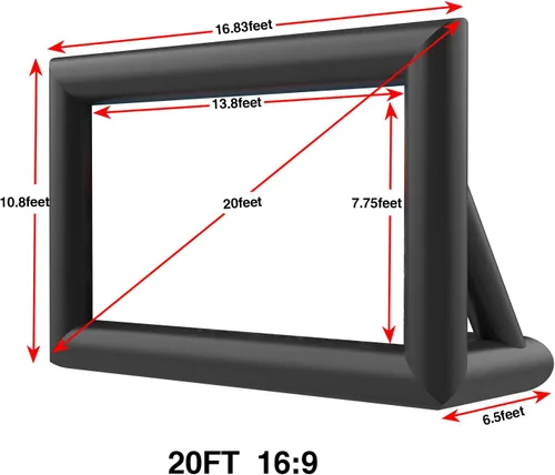 Miniatura 8 de Pantalla de cine inflable para exteriores de 20 pies, pantallas inflables de proyección frontal y trasera con soplador de aire, lo mejor para noches
