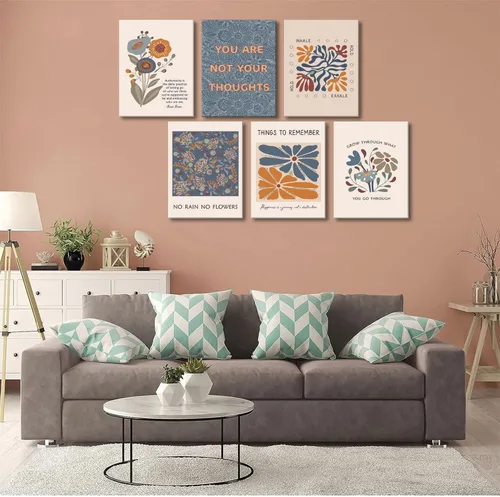 Miniatura 4 de 6 lienzos de salud mental para pared, estilo bohemio, psicología motivacional, decoración de pared, fotos, terapia, oficina, arte de pared