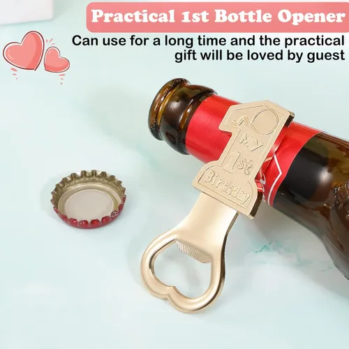 Miniatura 3 de Paquete de 30 suministros para fiesta de primer cumpleaños, regalo para invitados, 1 abrebotellas, decoración de primer aniversario, recuerdos, Rosa