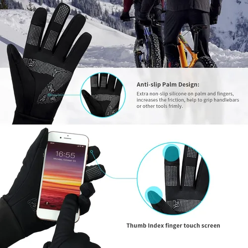 Miniatura 3 de Guantes de invierno para hombres y mujeres Guantes térmicos para pantalla táctil, guantes deportivos cálidos para clima frío para correr, ciclismo