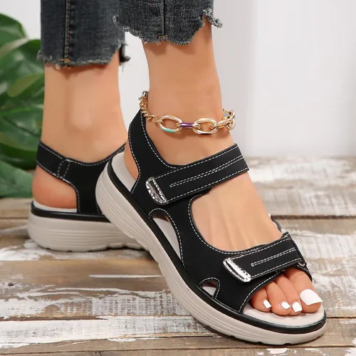Miniatura 6 de Sandalias ortopédicas para mujer de verano, con cuña, planas, elegantes con tiras delgadas, soporte de arco, puntera abierta, correa de tobillo