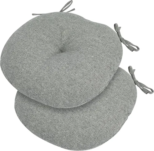 Miniatura 14 de FUNHOME Juego de 2 cojines para sillas bistró de 15"x15"x4", repelentes al agua, redondos, cojines para sillas de exterior con lazos, almohadillas