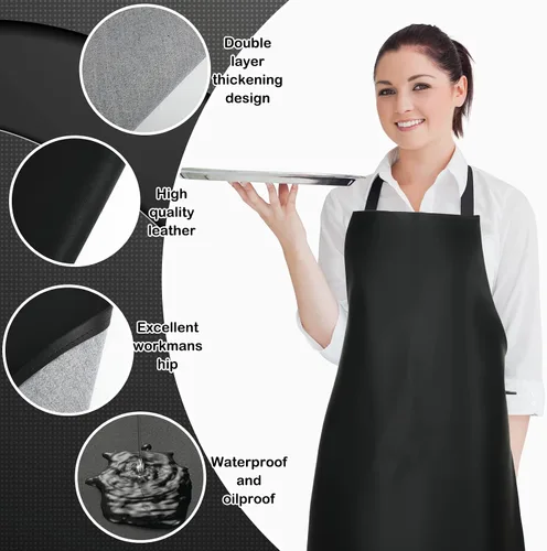 Miniatura 2 de Hercicy Delantal de trabajo resistente al agua para lavar platos, de piel sintética, de 40 pulgadas, delantal para lavavajillas, para restaurantes