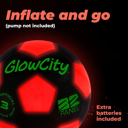 Miniatura 4 de GlowCity Balón de fútbol que brilla en la oscuridad - Tamaños 3, 4, 5 para niños, adolescentes y adultos - Balón de fútbol que se ilumina con 2