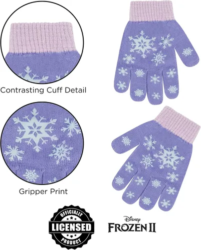 Miniatura 5 de Disney Conjunto de sombrero de invierno Frozen para niñas y guantes para niños gorro Elsa y Anna para edades de 4 a 7 años