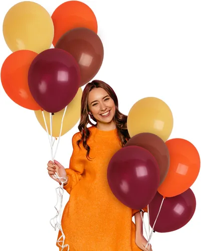 Miniatura 2 de Globos de otoño Treasured – Color otoño, 12 pulgadas naranja, albaricoque, borgoña, marrón, paquete de 100 unidades – Festival de otoño
