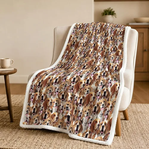 Miniatura 25 de BlessLiving Golden Retriever - Manta con patrones densos de perros, manta de forro polar Sherpa para sofá cama, manta suave y acogedora