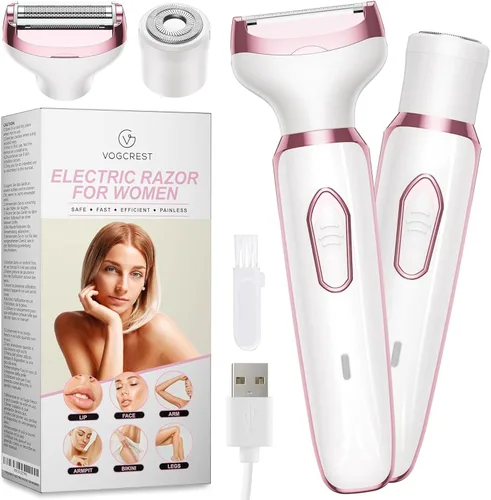 Maquinilla de afeitar eléctrica - Afeitadora - Recortadora para mujeres: Maquinillas de afeitar corporales sin dolor 2 en 1 y removedor de vello