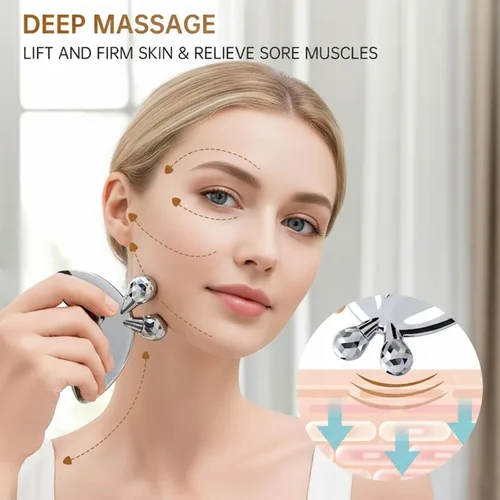 Miniatura 3 de Herramientas faciales Gua Sha de acero inoxidable, rodillo facial de mariposa 3D para mujeres, herramienta de guasha 2 en 1 para apretar la piel