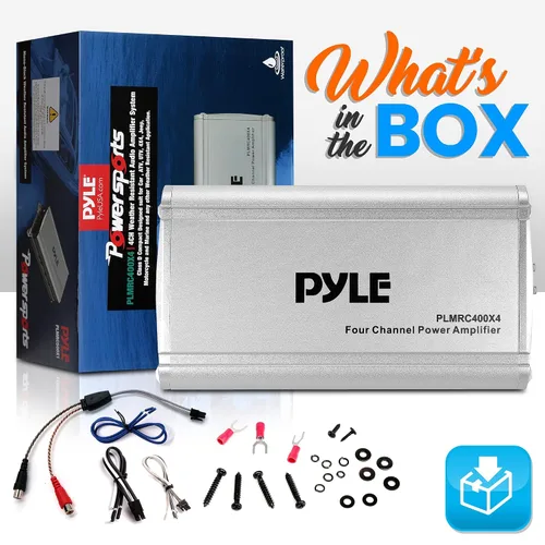 Miniatura 2 de Pyle Sistema de amplificador de audio resistente a la intemperie de 4 canales: puente máximo de 1200 W, estéreo de 800 W máximo diseñado para ATV