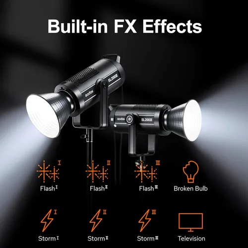 Miniatura 4 de Godox Luz de video LED SL200III, 200W 95600Lux 5600K ± 200K CRI96+ TLCI97+, iluminación de salida convincente equilibrada con luz diurna