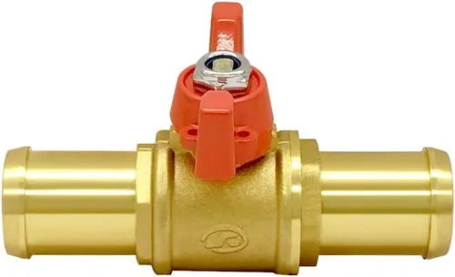 Miniatura 8 de Válvula de cierre de latón Válvula de bola de lengüeta de manguera de 1 pulgada Interruptor rojo con abrazaderas para agua, combustible y aire