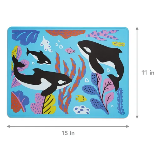 Miniatura 4 de Munchkin® WildLove - Mantel individual reversible de silicona para niños, 1 unidad, Orca
