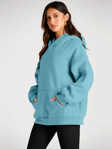 Miniatura 164 de Trendy Queen - Sudaderas extragrandes con capucha para mujer, suéteres de manga larga, sin botones, de vellón, de otoño, ropa de invierno