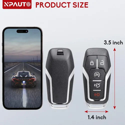 Miniatura 5 de NPAUTO Funda de repuesto para llavero Ford F150 F250 F350 Fusion Explorer Edge Mustang Lincoln MKX MKZ MKC 2013-2017 Control remoto de entrada sin
