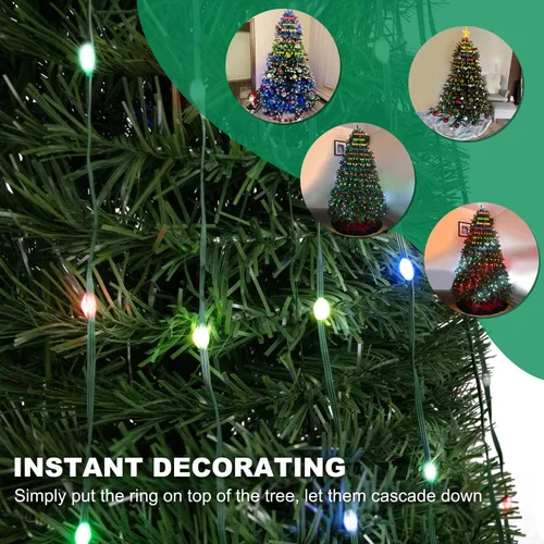 Miniatura 2 de Luces de cadena para árbol de Navidad con aplicación inteligente Ring, 200 luces LED cascada, impermeables IP65, modos múltiples con mando a