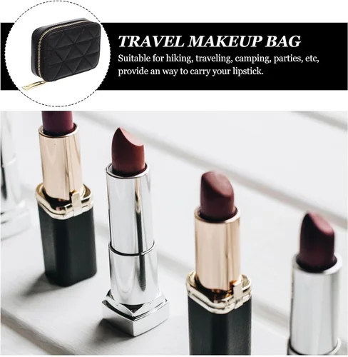 Miniatura 6 de FOMIYES Bolsa de retoque para bolso de mano, bolsa de maquillaje de piel de vaca, color negro con bolsas de espejo para monedero pequeño