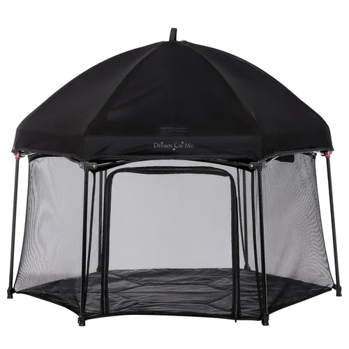 Miniatura 19 de Dream On Me Onyx - Corralito para bebé, puerta de acceso con cremallera, laterales de malla transpirable, colchón acolchado suave y cómodo, diseño
