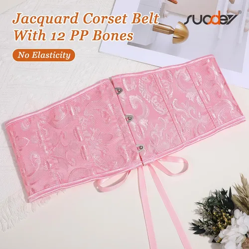 Miniatura 53 de SUOSDEY Cinturón de corsé de jacquard para mujer, corsé pirata steampunk renacentista con cordones y cordones