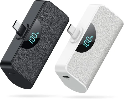 Miniatura 12 de [Paquete de 2] Mini cargador portátil de 5000 mAh, batería portátil de 3A PD USB C, batería de pantalla LCD compatible con iPhone 17/17 Air/16/16