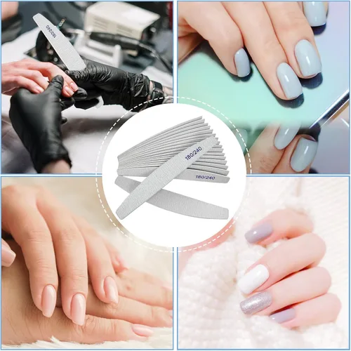 Miniatura 6 de Limas de uñas (paquete de 12), lima de uñas de madera de grano 180/240, lima de uñas de doble cara de madera Emory para uñas naturales, profesional