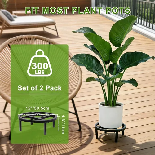 Miniatura 4 de Soporte de metal para plantas para interiores y exteriores, elevador de plantas resistente, soporte resistente para macetas bajo, soportes