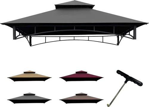 Coastshade - Cubierta de repuesto para cenador de parrilla modelo #L-GG001PST-F, toldo de barbacoa de 8x5, solo para cenadores de parrilla (gris)