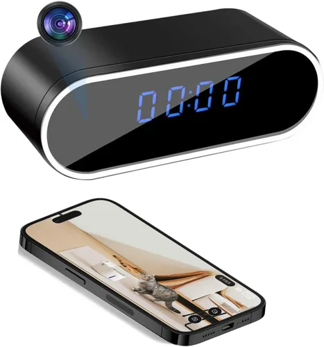 Cámara de reloj WiFi inalámbrica 1080P HD cámaras ocultas niñera con visión nocturna, cámaras de vigilancia con detección de movimiento para el