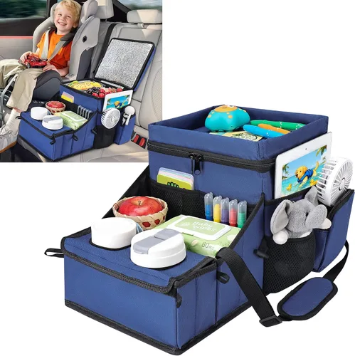 Miniatura 10 de COOLBEBE Organizador de asiento de automóvil, organizador de asiento trasero de automóvil con portavasos para viajes de niños y adultos, organizador