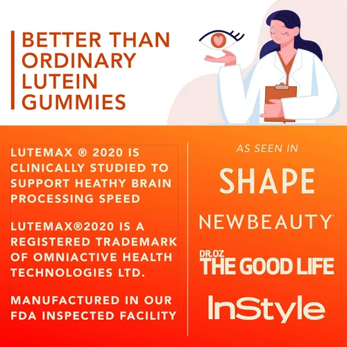 Miniatura 5 de PLANT.O NUTRITION Gomitas de luteína y zeaxantina – Deliciosas vitaminas veganas para la salud ocular clínicamente estudiadas 20 mg de luteína