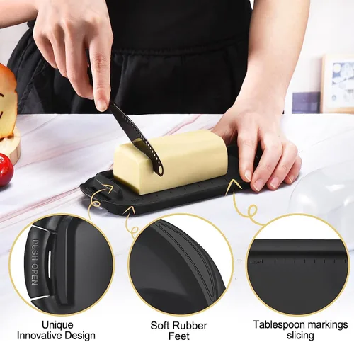 Miniatura 4 de Mantequillera, recipiente para mantequilla con tapa transparente para encimera, mantequillera irrompible para decoración de cocina del hogar