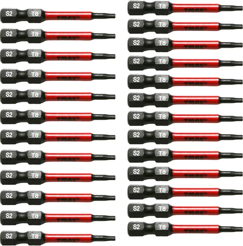 Miniatura 11 de TMAX Juego de puntas de destornillador de cabeza de estrella T6 Torx de 25 piezas, acero S2 de 6 puntos T-6 puntas de inserción de destornillador