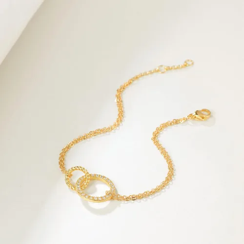 Miniatura 4 de MEVECCO Pulsera de cadena de oro para mujer, chapada en oro de 18 quilates, pulsera ajustable en capas, delicada pulsera minimalista hecha a mano