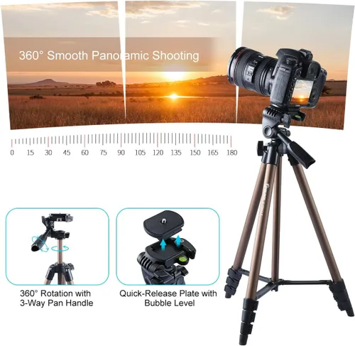 Miniatura 4 de Endurax Trípode de 60'' para Cámara Canon Nikon DSLR, Trípode para Teléfono con Cámara con Soporte Universal, Bolsa de Transporte, Carga Máx. 6.6