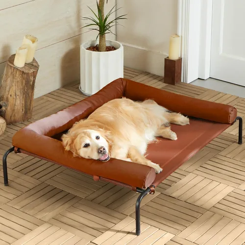 Miniatura 8 de Cama elevada refrescante para perros grandes – Cuna elevada impermeable con reposacabezas inclinado, malla Teslin transpirable, cama duradera