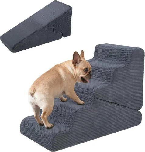 Miniatura 14 de Rampa para perros para cama, escaleras para perros de 16.5 pulgadas de alto para cama alta, escalones para mascotas 2 en 1 para perros pequeños