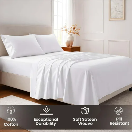 Miniatura 4 de SGI bedding Sábanas 100% algodón egipcio tamaño individual – Sábanas refrescantes, ropa de cama blanca suave y transpirable, ropa de cama de lujo