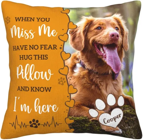 Miniatura 10 de Almohada Decorativa Conmemorativa Personalizada para Mascotas con Foto, Regalo de Condolencias por Pérdida de Perro/Gato, Regalos de Recuerdo