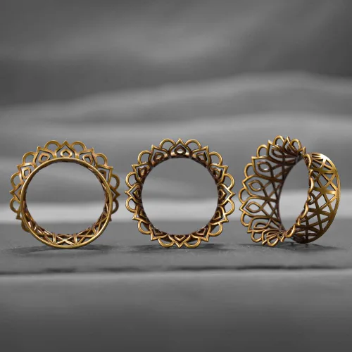 Miniatura 6 de ERKUOO 2 medidores de oreja con patrón hueco, doble acampanado, túnel de oreja, expansor, aretes de carne, piercing de lóbulo, joyería de 2 a 1