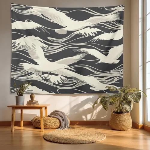 Miniatura 33 de Batmerry Abstract Repeat Polyester Tapestry, Tiled Directional Lightweight Wall Hanging High-Definition Print Backdrop For Dorm Room Bedroom Living