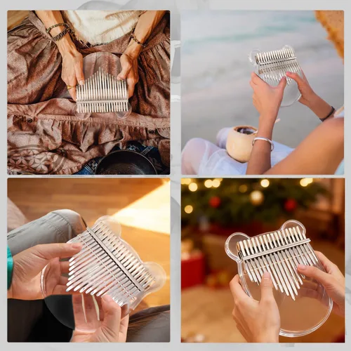 Miniatura 5 de YUNDIE - Piano de pulgar acrílico Kalimba, portátil de 17 teclas, piano de cristal Mbira, instrumentos musicales, regalo de cumpleaños para adultos