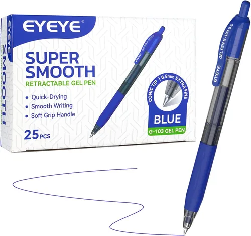 Miniatura 9 de EYEYE G-103 - Bolígrafos de gel retráctiles de 0.020 in, paquete de 25 bolígrafos de tinta de gel de punta extra fina, secado rápido, bolígrafo