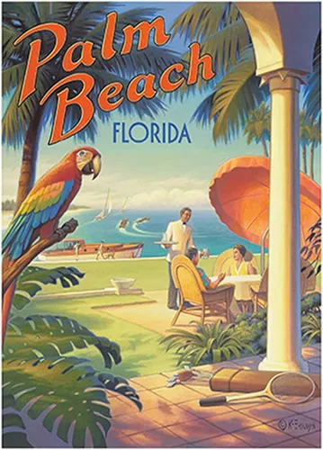 Miniatura 11 de Palm Beach Florida - Vintage Travel Poster by Kerne Erickson - Master Art Print (Unframed) 6in x 9in