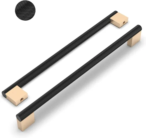 Miniatura 21 de Paquete de 10 tiradores de gabinete de 3 pulgadas (76mm) negros y dorados, manijas de gabinete de cocina roscadas, tiradores de cajón, herrajes