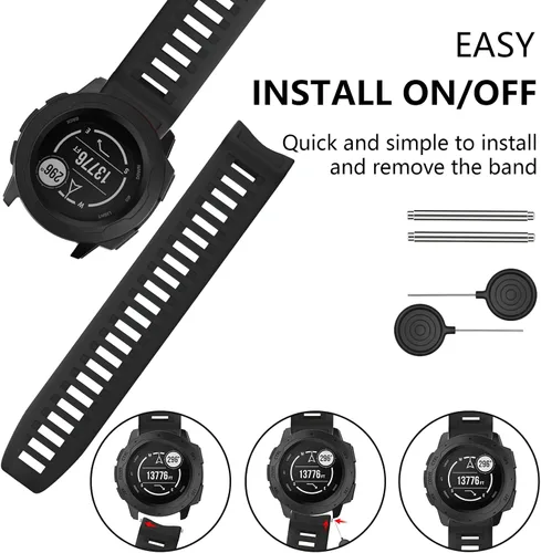 Miniatura 5 de Compatible con Garmin Instinct Band, correa de repuesto de silicona suave para Garmin Instinct 2/Solar/Tactical
