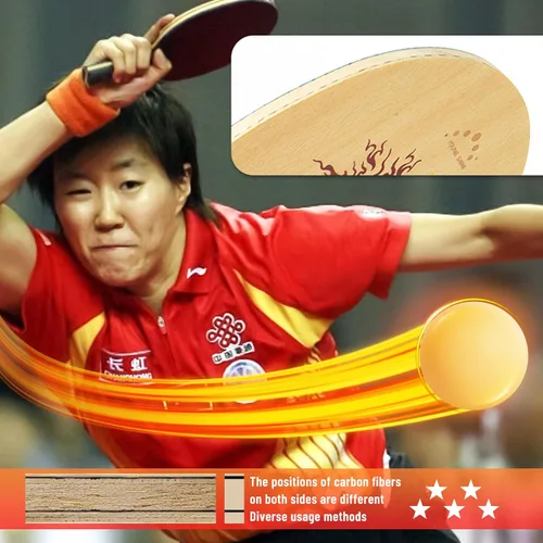 Miniatura 3 de YAN-Wang - Pala de ping pong profesional, Oneside es externa y otra cara está integrada en la raqueta de tenis de mesa de carbono de arilato